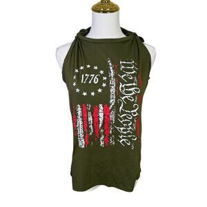 We The People Patriotic 1776 Green American Flag Tank Top US Womens M
